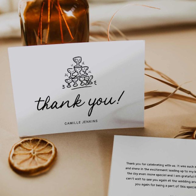 Carte de remerciement moderne pour une douche de m (Modern Bridal Shower thank you card with message)