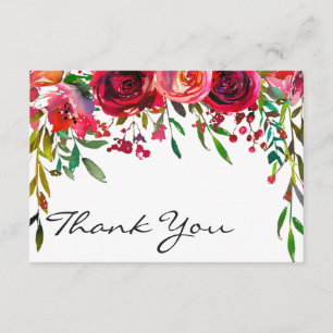 Carte de Remerciement Moderne Simple Rose Rouge