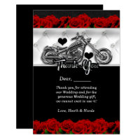 Carte de remerciement Motard Moto & Roses Rouges