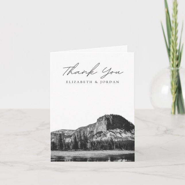 Carte de remerciement noir et blanc de Yellowstone (Devant)