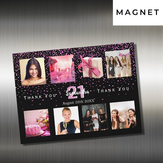Carte de remerciement noire pour photo collage d'a (Créateur téléchargé)
