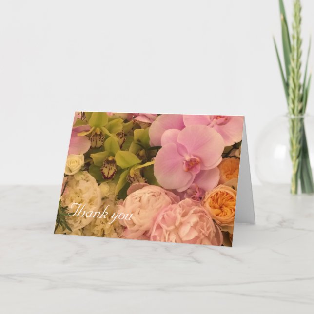 Carte de remerciement Orchidée et Pivoine (Devant)