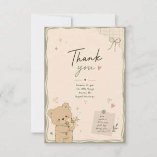 Carte de remerciement Ourson Mignon