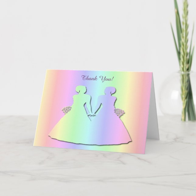 Carte de remerciement Pastel Pride pour un mariage (Devant)