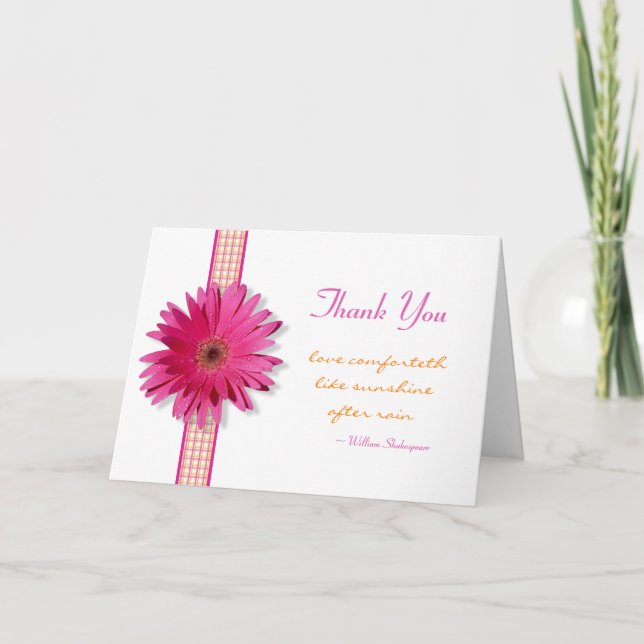 Carte de remerciement personnalisable à la gerbera (Devant)