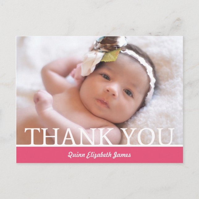 Carte de remerciement personnalisée pour bébé fill (Devant)
