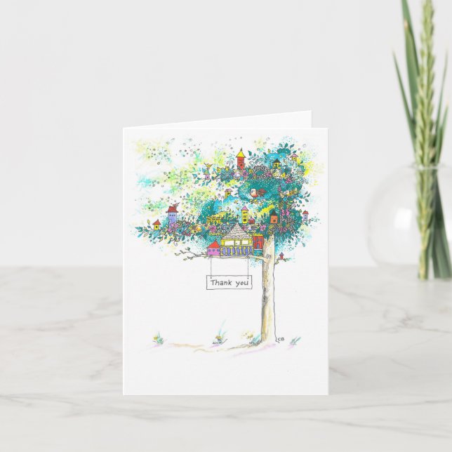 Carte de remerciement personnalisée "Tree Houses" (Devant)