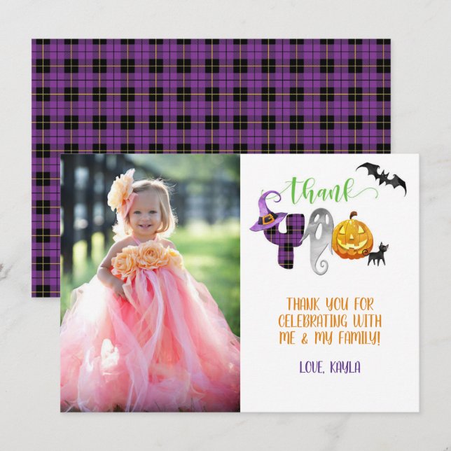 Carte de remerciement photo Boo Bash (Devant / Derrière)