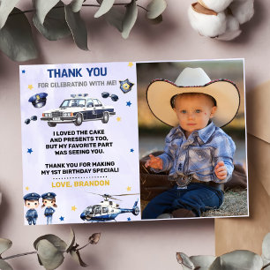Carte de remerciement photo d'anniversaire de garç