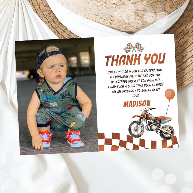 Carte de remerciement photo d'anniversaire de moto (Créateur téléchargé)
