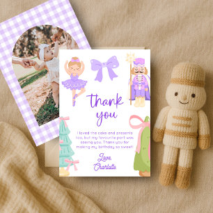 Carte de remerciement photo d'anniversaire Purple 