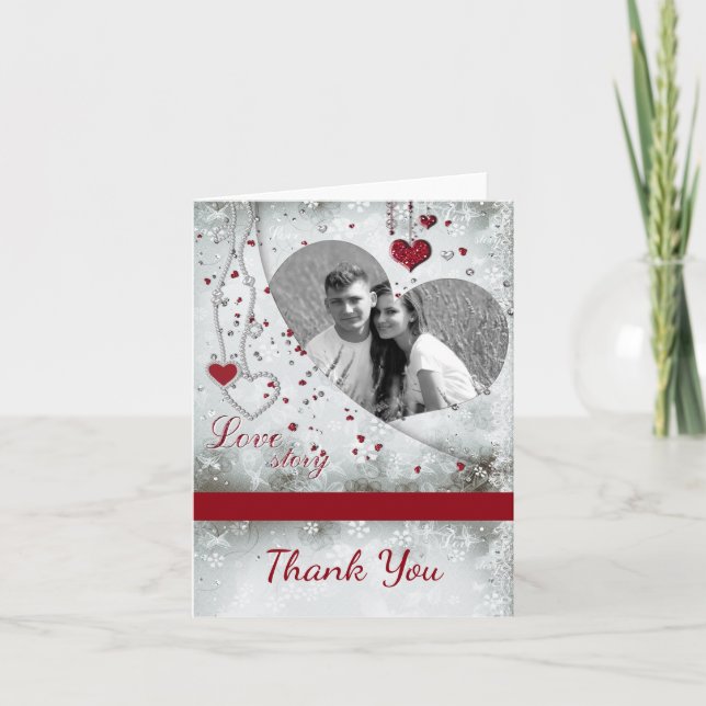Carte de remerciement photo de mariage d'argent (Devant)