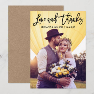 Carte de remerciement photo de mariage kraft écrit