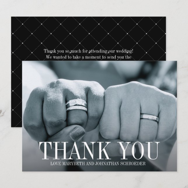 Carte de remerciement photo de mariage simple et é (Devant / Derrière)