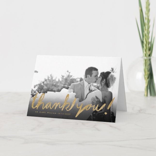 Carte de remerciement photo élégante avec faux pai (Devant)
