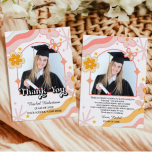 Carte de remerciement photo florale groovy hippie