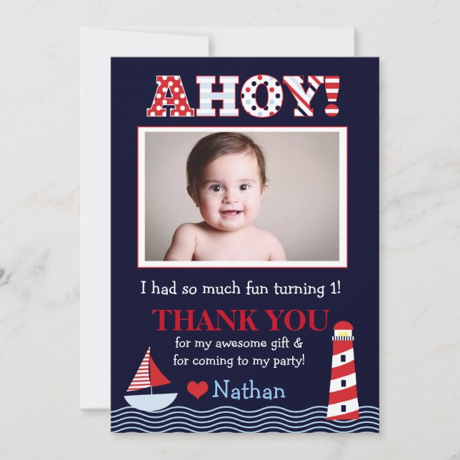 Carte de remerciement photo nautique Sail Away (Devant)