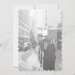 Carte de remerciement photo plate à script minimal