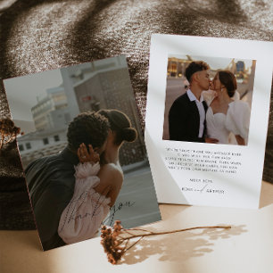 Carte de remerciement photo plate à script minimal