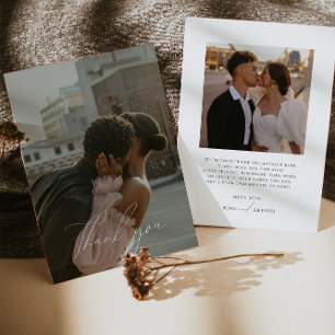 Carte de remerciement photo plate avec script mini