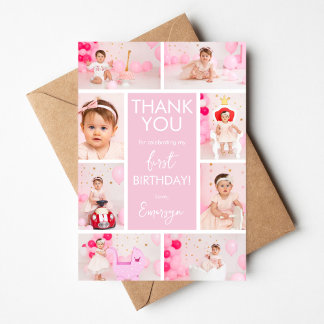 Carte de remerciement photo pour 1er anniversaire