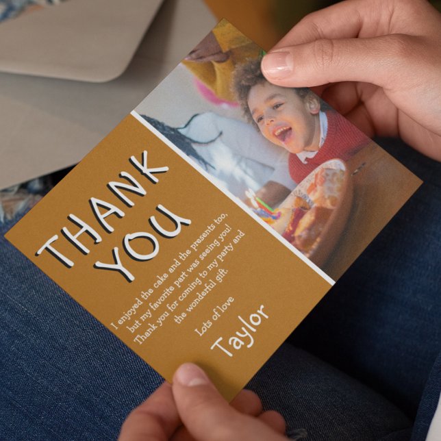 Carte de remerciement photo pour enfants moderne | (Créateur téléchargé)