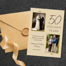 Carte de remerciement photo pour les 50 ans d'or A