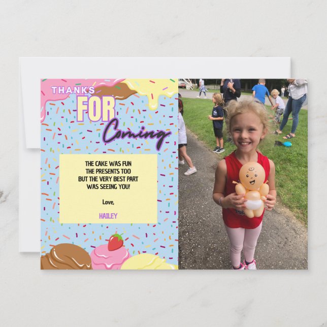 Carte de remerciement photo pour une fête d'annive (Devant)