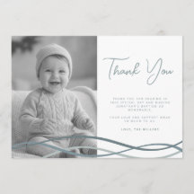 Carte de remerciement photo Vagues Bleues Baptême