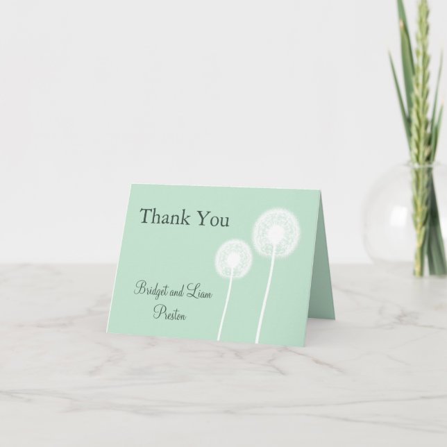 Carte de remerciement Pissenlit sur Menthe (Devant)