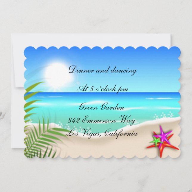 Carte de Remerciement Plage aux Étoiles de Mer Col (Devant)