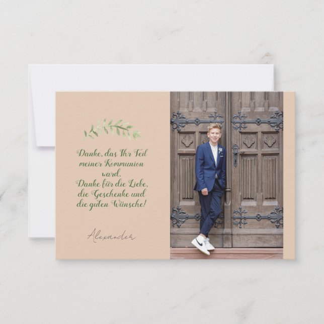 Carte de remerciement plane Communion Confirmation (Devant)