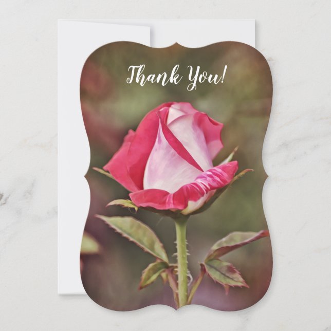 Carte de remerciement plate avec une belle rose ar (Devant)