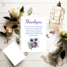 Carte de remerciement plate florale de paon élégan
