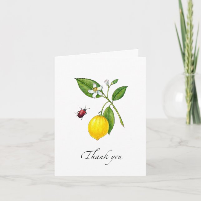 Carte de remerciement pliée à motif de citron à l' (Devant)