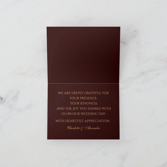 Carte de remerciement pliée de couleur bordeaux pr (Intérieur)