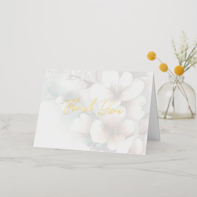 Carte de remerciement pliée en feuille d'aluminium (Fleur d'or)