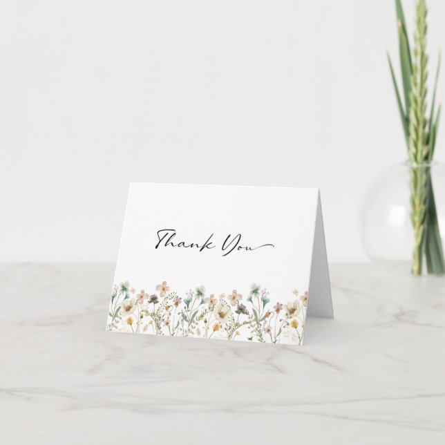 Carte de remerciement pliée Fleur sauvage (Devant)