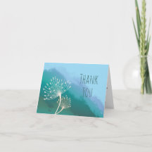 Carte de remerciement pliée positive au pissenlit