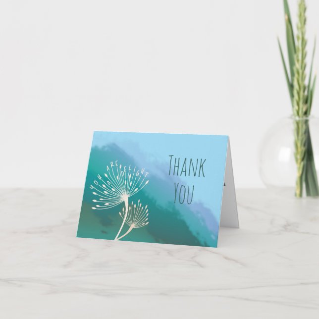 Carte de remerciement pliée positive Pissenlit (Devant)