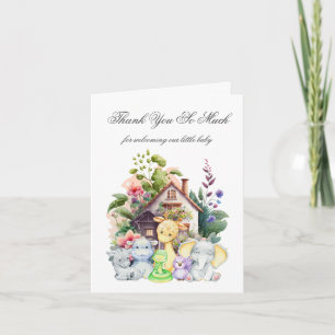 Carte de Remerciement Pliée pour Baby Shower avec 