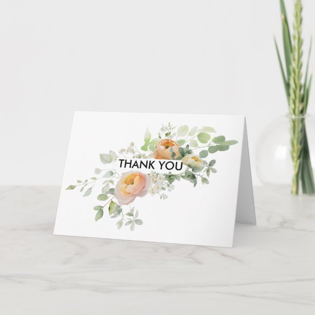 Carte de remerciement pliée Tulipe Orange Pêche (Devant)