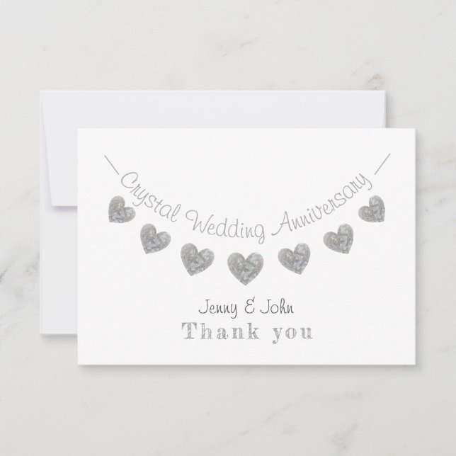 Carte de remerciement pour 15 ans de mariage en cr (Devant)