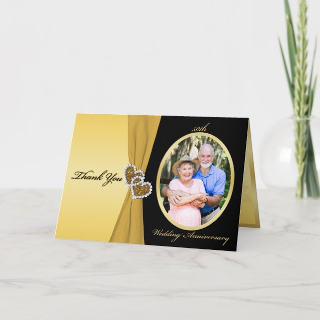 Carte de remerciement pour 50 ans de mariage Joine (Devant)