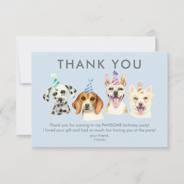 Carte de remerciement pour anniversaire de chien (Devant)