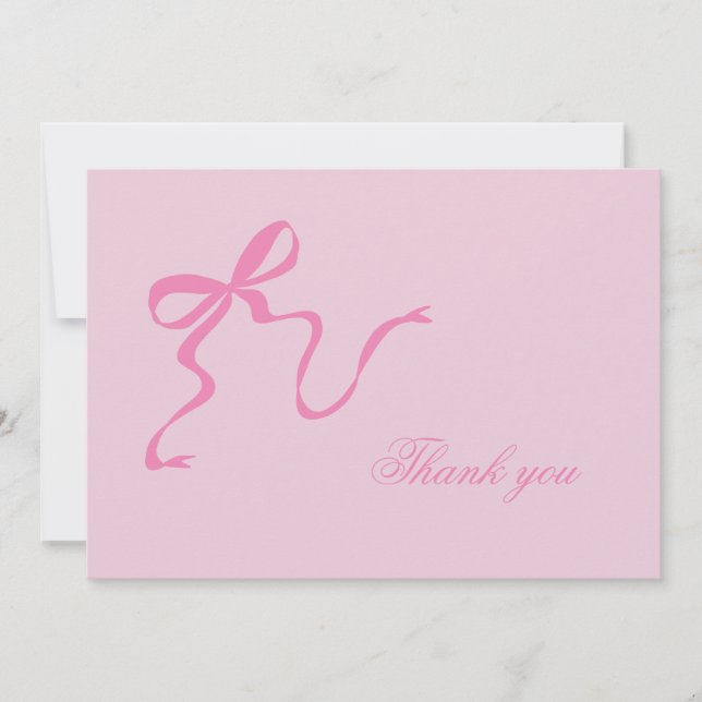 Carte de remerciement pour Baby Shower à ruban ros (Devant)