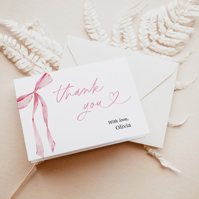 Carte de remerciement pour Baby Shower avec nœud r (Créateur téléchargé)