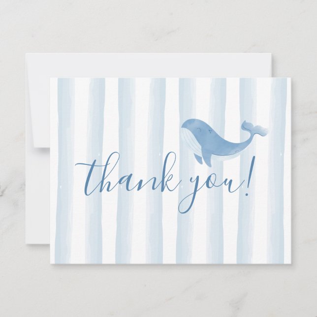 Carte de remerciement pour Baby Shower Baleine Ble (Devant)