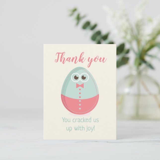 Carte de remerciement pour Baby Shower Bébé Œuf Mi (Debout devant)