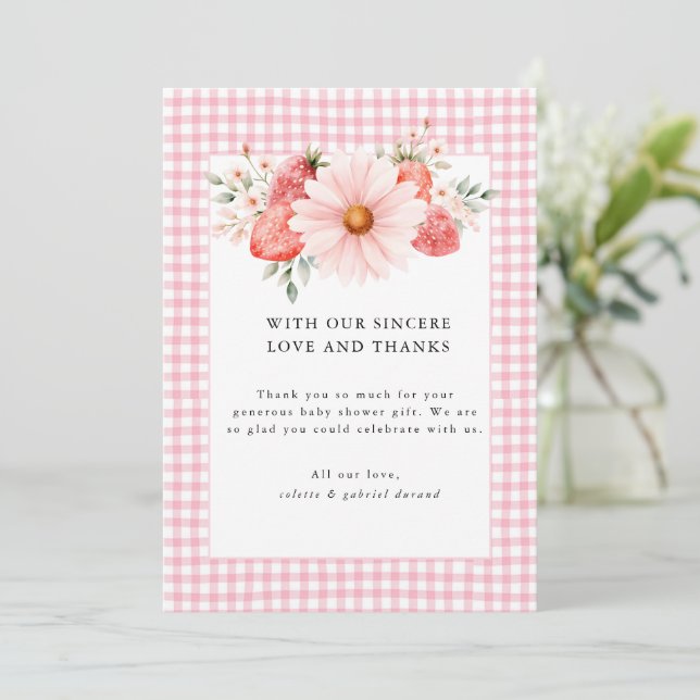 Carte de remerciement pour Baby Shower Berry Sweet (Debout devant)